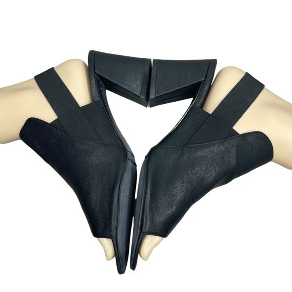 Van Eli Black Leather Open Toe Block Heel Elastic Slingback Sandals Size 8M - Picture 3 of 9